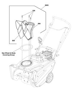 Chute Group - Manual Diagram and Parts List for 1696715-01-1022E 2019 Briggs and Stratton Snow Blower